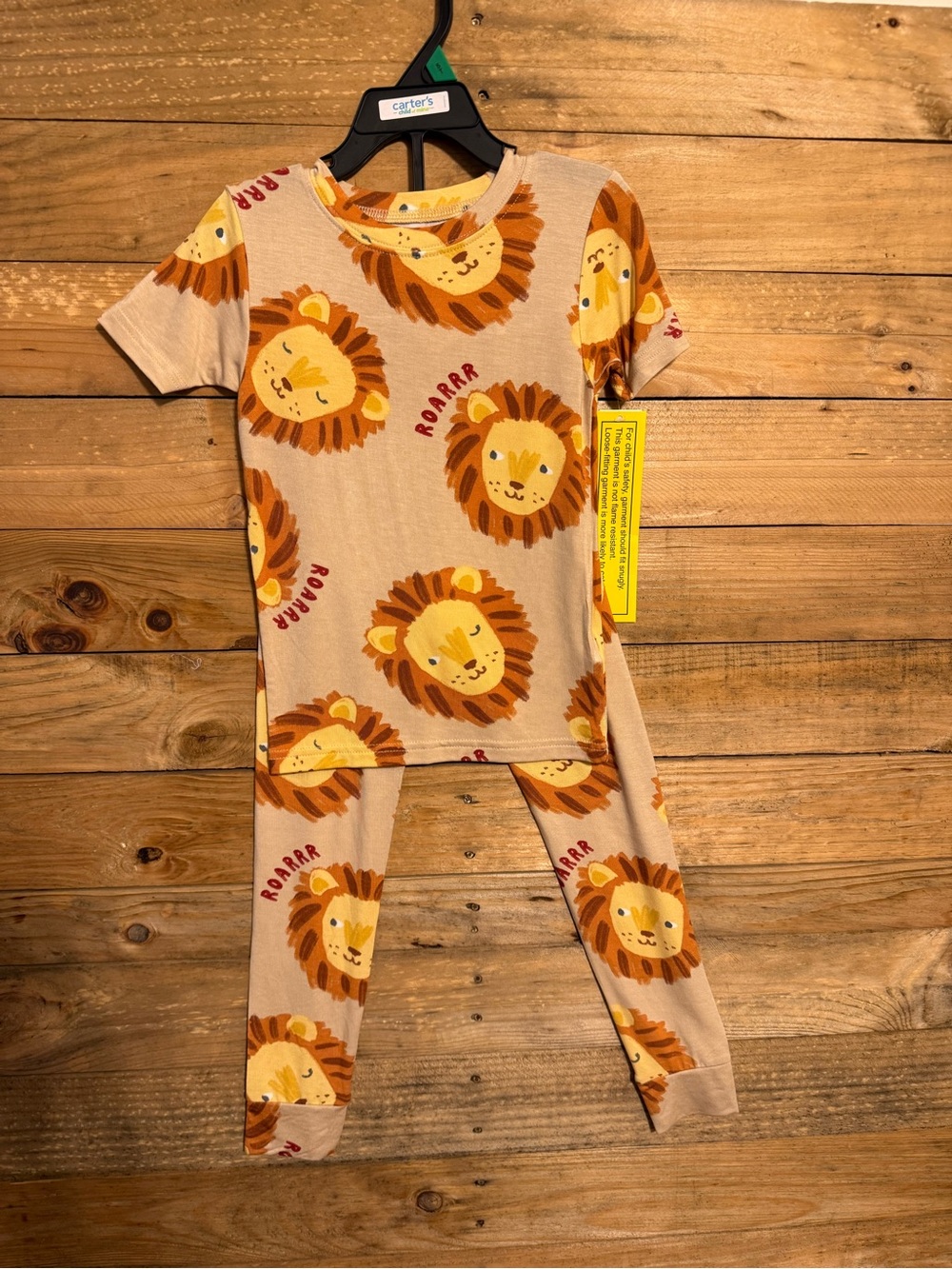 Carter's Tan Lion Print Short-Sleeve Pajama Set